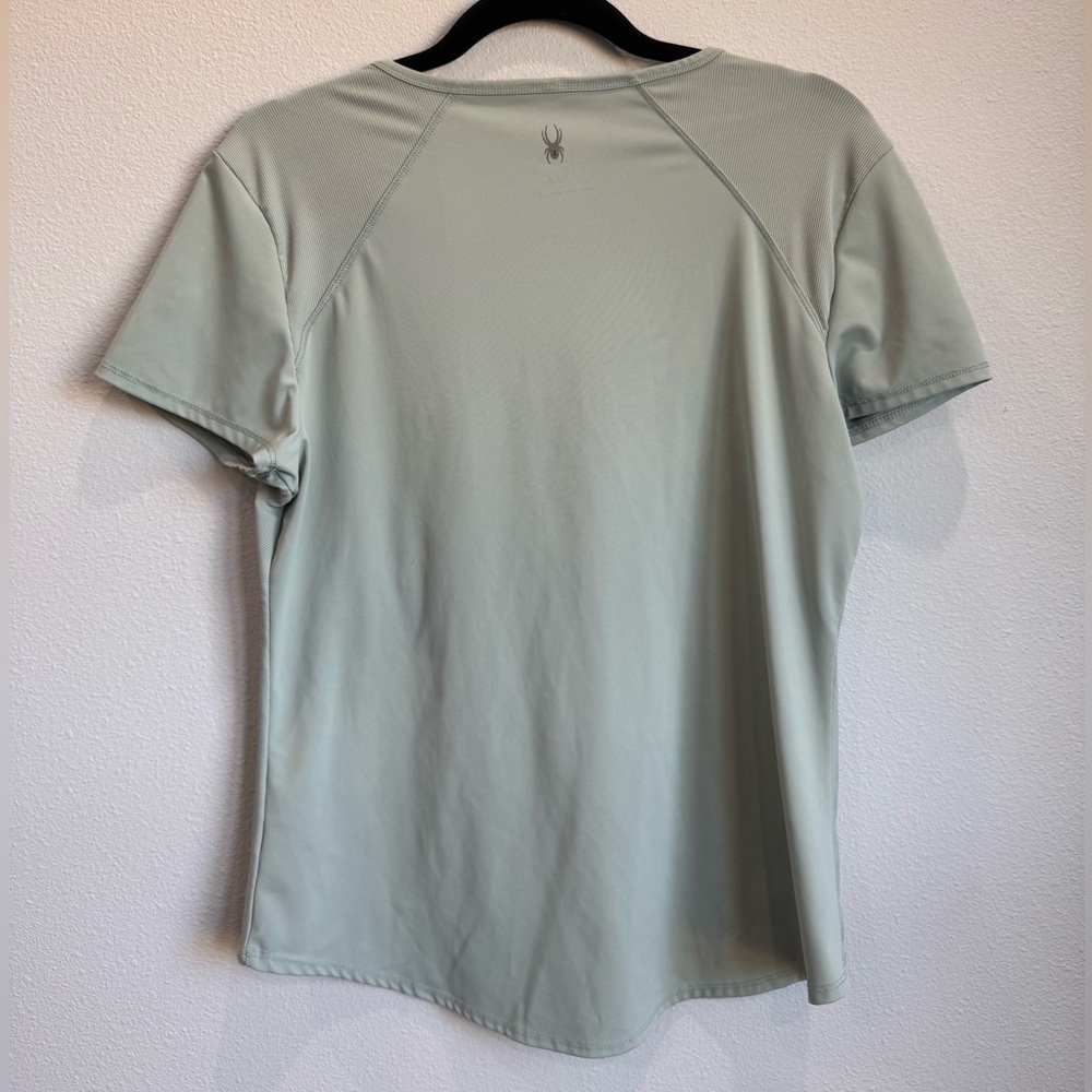 Spyder Women's Soft Gray/Green Short Sleeve Tee - Picture 3 of 8